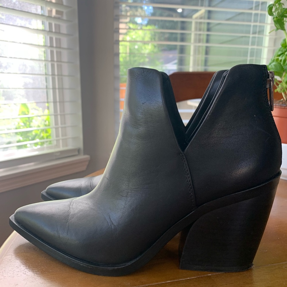 Vince Camino black real leather booties.